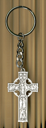 Keychain, Silver Oxide Finish, Celtic Cross, 2-1/8", # 6629
