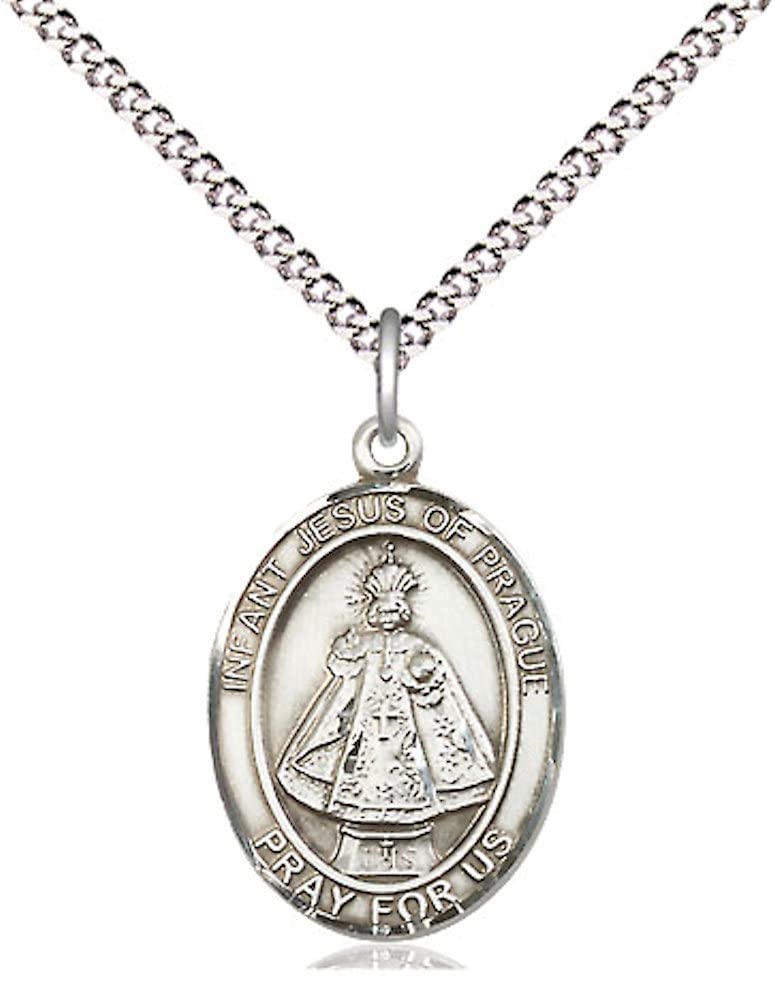 Infant of Prague Medal in Fine Pewter, 3/4" tall, Your Choice of Chain, # 5709