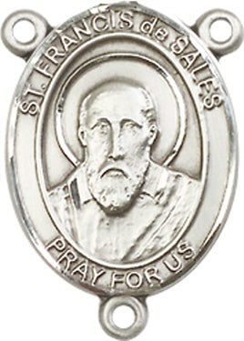 St. Francis de Sales Rosary Center, Sterling Silver, 3/4", # 66323