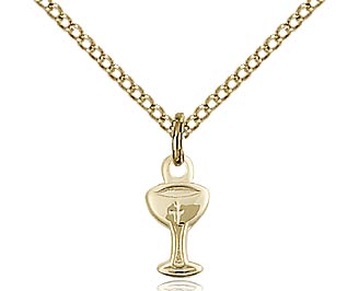 Chalice Charm, 3/8" tall, 14kt Gold Filled, Your Choice of Chain, # 6634