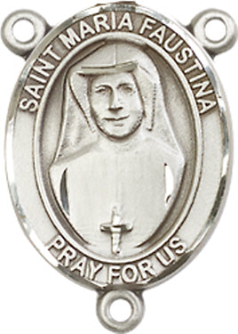 St. Maria Faustina Rosary Center, Sterling Silver, 3/4", # 66408