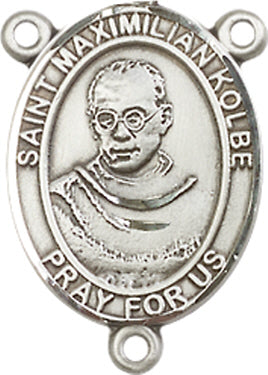 St. Maximilian Kolbe Rosary Center, Sterling Silver, 3/4", # 66412