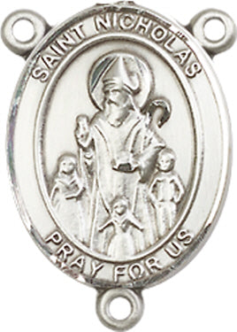 St. Nicholas Rosary Center, Sterling Silver, 3/4", # 66429