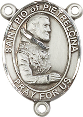 St. Pio of Pietrelcina Rosary Center, Sterling Silver, 3/4", # 66440