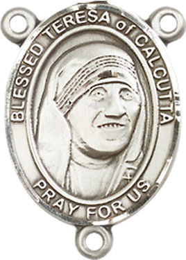 St. Teresa of Calcutta Rosary Center, Sterling Silver, 3/4", # 66545