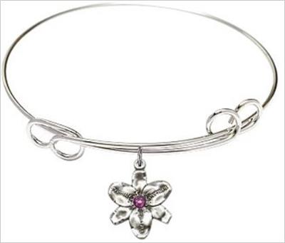 Chastity Bracelet, 7-1/2" Round Loop Bangle, Amethyst, # 66578
