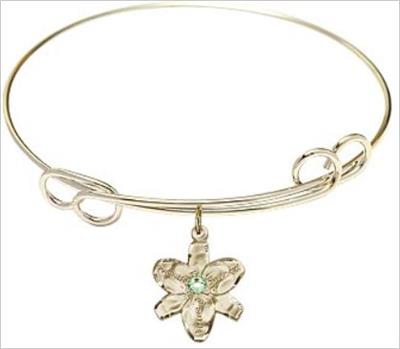 Chastity Bracelet, 7-1/2" Round Loop Bangle, Peridot, 14kt Gold Filled Charm, # 66596