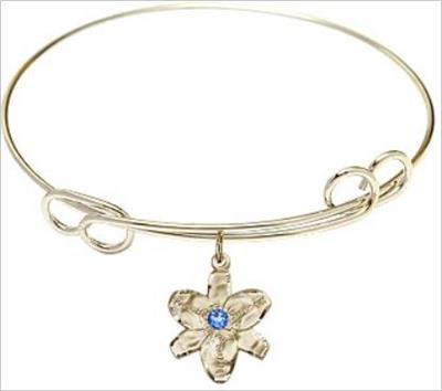 Chastity Bracelet, 7-1/2" Round Loop Bangle, Sapphire, 14kt Gold Filled Charm, # 66597