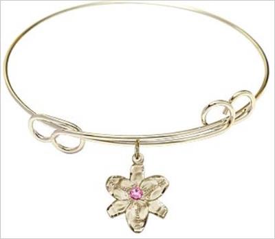 Chastity Bracelet, 7-1/2" Round Loop Bangle, Rose, 14kt Gold Filled Charm, # 66598