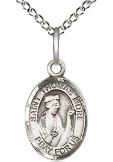 St. Thomas More Oval Charm Medal, Fine Pewter, 1/2",   Your Choice of Chain, #10722