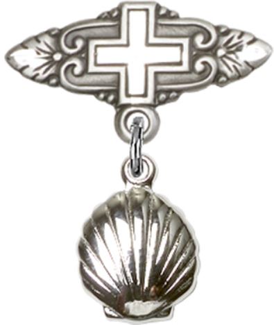 Baby Pin with Shell, Sterling Silver, # 66618