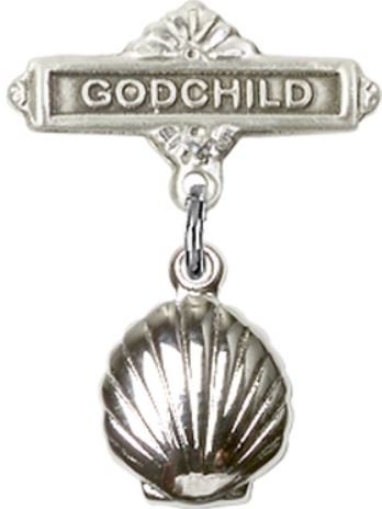 Godchild Baby Pin with Shell, Sterling Silver, # 66624