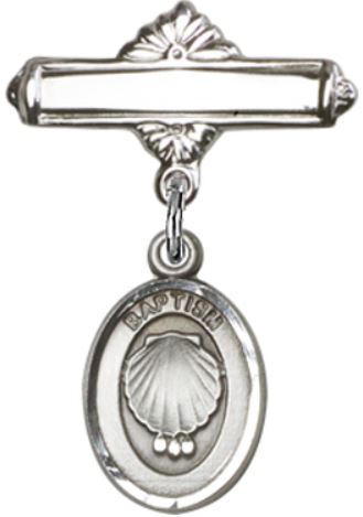 Baby Pin with Shell Medal, Sterling Silver, # 66636