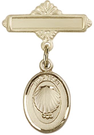 Baby Pin with Shell Medal, 14kt Gold Filled, # 66637