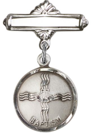 Baby Pin with Baptism Medal, Sterling Silver, # 66657