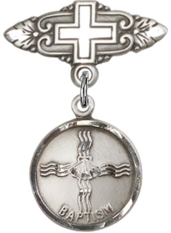 Baby Pin with Baptism Medal, Sterling Silver, # 66660