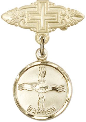 Baby Pin with Baptism Medal, 14kt Gold Filled, # 66661