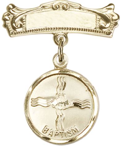 Baby Pin with Baptism Medal, 14kt Gold Filled, # 66664