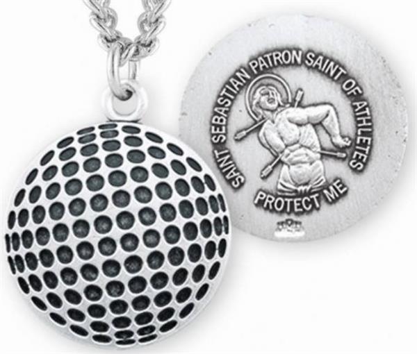 Golf / St. Sebastian Medal in Sterling Silver, 11/16", Your Choice of Chain, # 6667