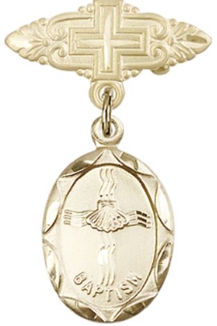 Baby Pin with Baptism Medal, 14kt Gold Filled, # 66682