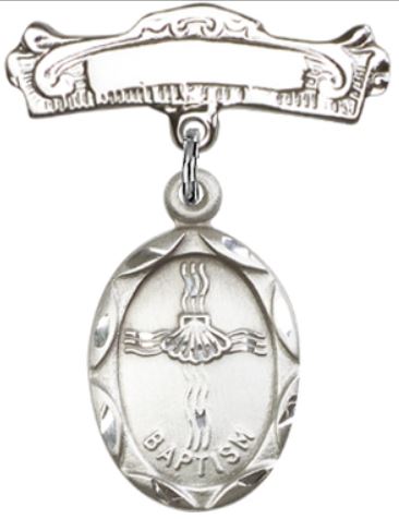 Baby Pin with Baptism Medal, Sterling Silver, # 66684