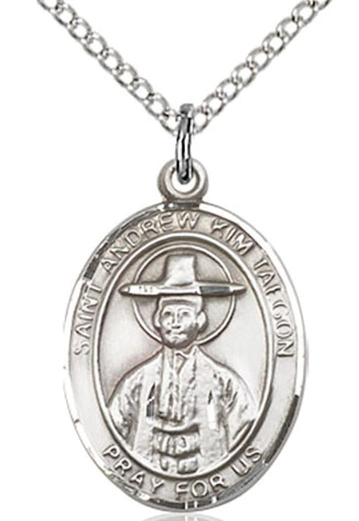 St. Andrew Kim Taegon Medal in Fine Pewter, 3/4" tall, Your Choice of Chain Chain # 16950