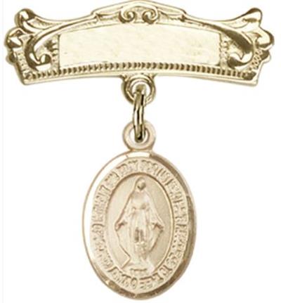 Baby Pin with Miraculous Medal, 14kt Gold Filled, # 66706