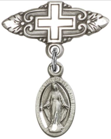 Baby Pin with Miraculous Medal, Sterling Silver, # 66737