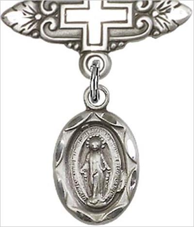 Baby Pin with Miraculous Medal, Sterling Silver, # 66758