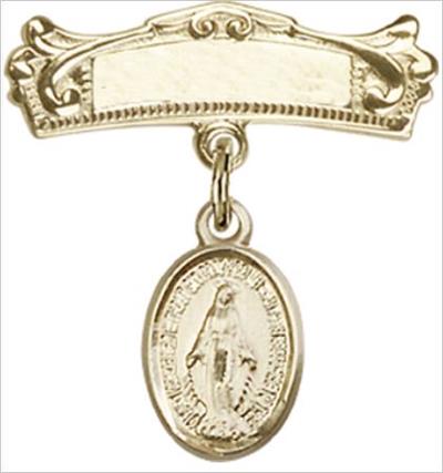 Baby Pin with Miraculous Medal, 14kt Gold Filled, # 66783