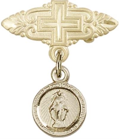 Baby Pin with Miraculous Medal, 14kt Gold Filled, # 66802
