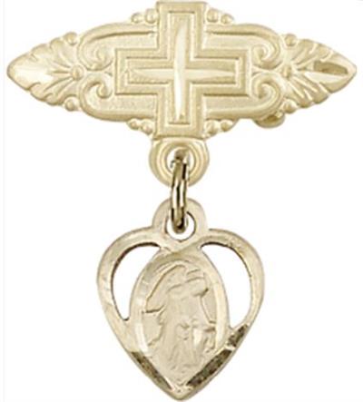 Baby Pin with Guardian Angel Charm, 14kt Gold Filled, # 66837