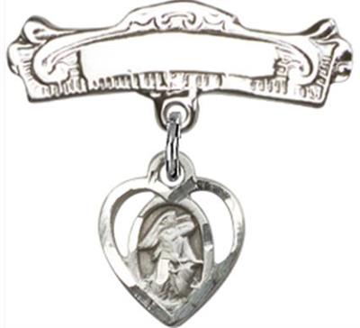 Baby Pin with Guardian Angel Charm, Sterling Silver, # 66839