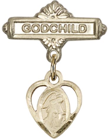 Godchild Baby Pin with Guardian Angel Charm, 14kt Gold Filled, # 66843
