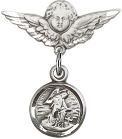 Small Angel Baby Pin with Guardian Angel, Sterling Silver, # 66848