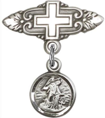 Baby Pin with Guardian Angel Charm, Sterling Silver, # 66857