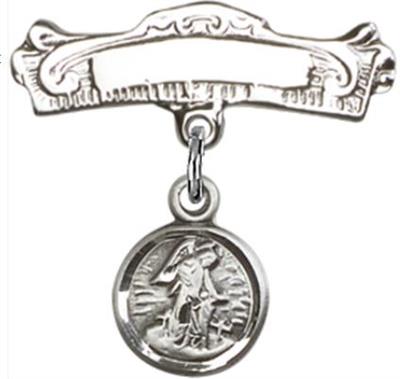 Baby Pin with Guardian Angel Charm, Sterling Silver, # 66860