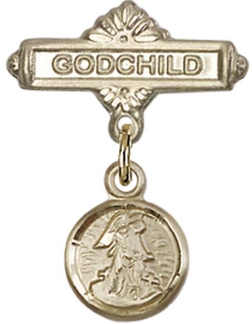 Godchild Baby Pin with Guardian Angel Charm, 14kt Gold Filled, # 66864
