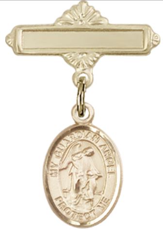 Baby Pin with Guardian Angel Charm, 14kt Gold Filled, # 66876