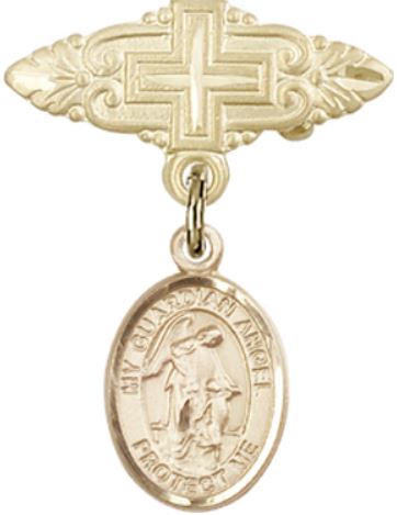 Baby Pin with Guardian Angel Charm, 14kt Gold Filled, # 66879