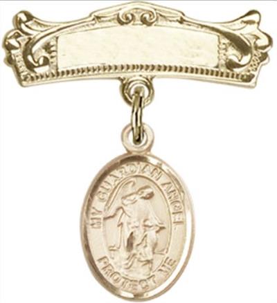 Baby Pin with Guardian Angel Charm, 14kt Gold Filled, # 66882