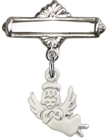 Baby Pin with Guardian Angel Charm, Sterling Silver, # 66896