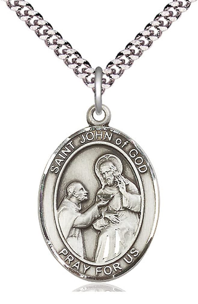 St. John of God Medal in Fine Pewter, 1" tall, Your Choice of Chain, # 5340
