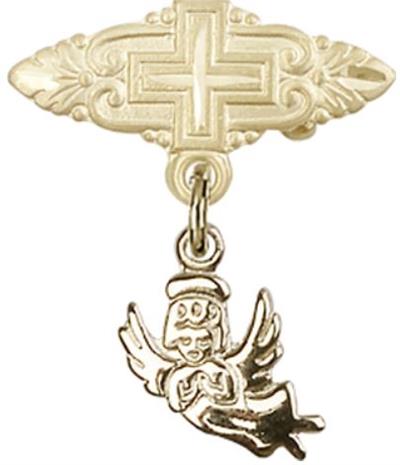 Baby Pin with Guardian Angel Charm, 14kt Gold Filled, # 66900