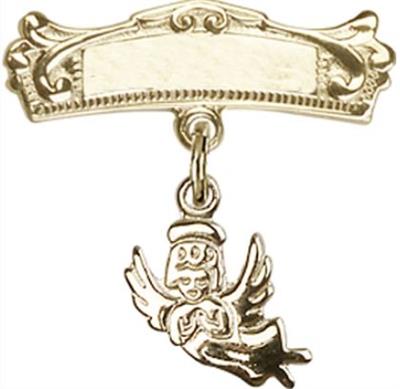 Baby Pin with Guardian Angel Charm, 14kt Gold Filled, # 66903