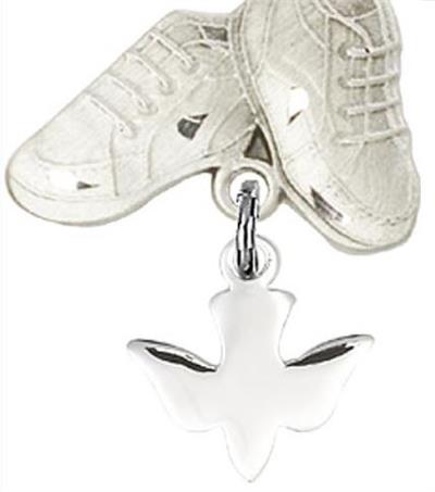 Baby Boots Baby Pin with Holy Spirit Charm, Sterling Silver, # 66909