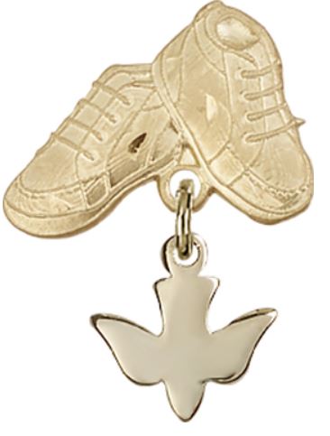 Baby Boots Baby Pin with Holy Spirit Charm, 14kt Gold Filled, # 66910