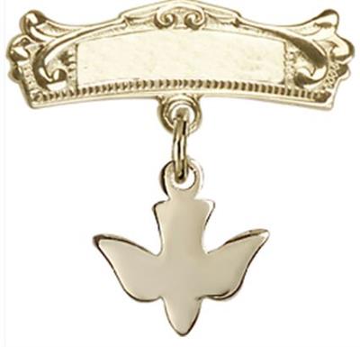 Baby Pin with Holy Spirit Charm, Solid 14kt Gold, # 66926