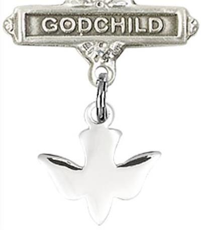 Godchild Baby Pin with Holy Spirit Charm, Sterling Silver, # 66927