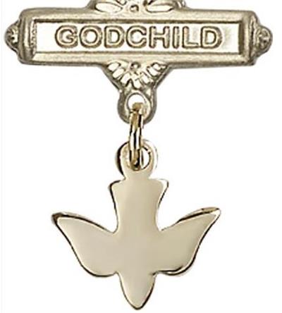 Godchild Baby Pin with Holy Spirit Charm, 14kt Gold Filled, # 66928